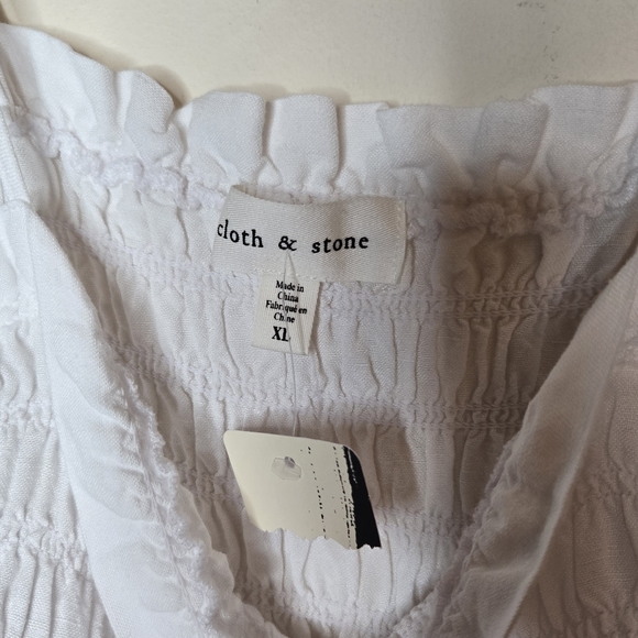 CLOTH & STONE NWT Smocked Linen Blend Square Neck Peplum Tank Top NWT - Picture 6 of 10